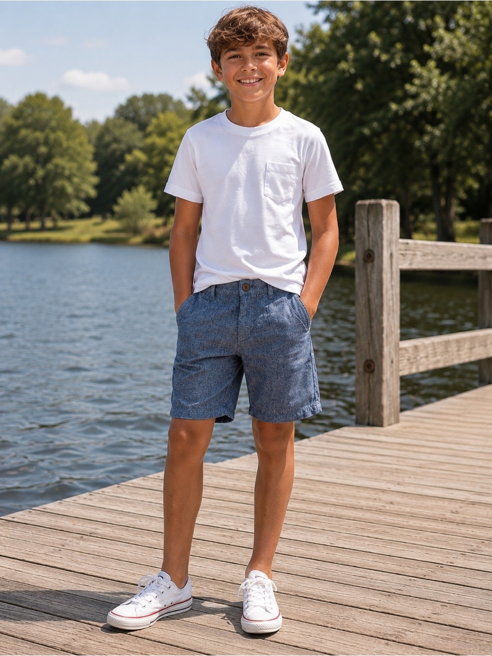 Cat & Jack Chambray Blue Flat Front Kids Shorts